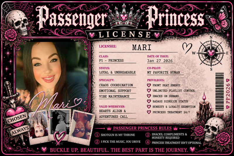 Personalized Alt/Goth Princess License Car Visor Clip – Custom Photo Gift