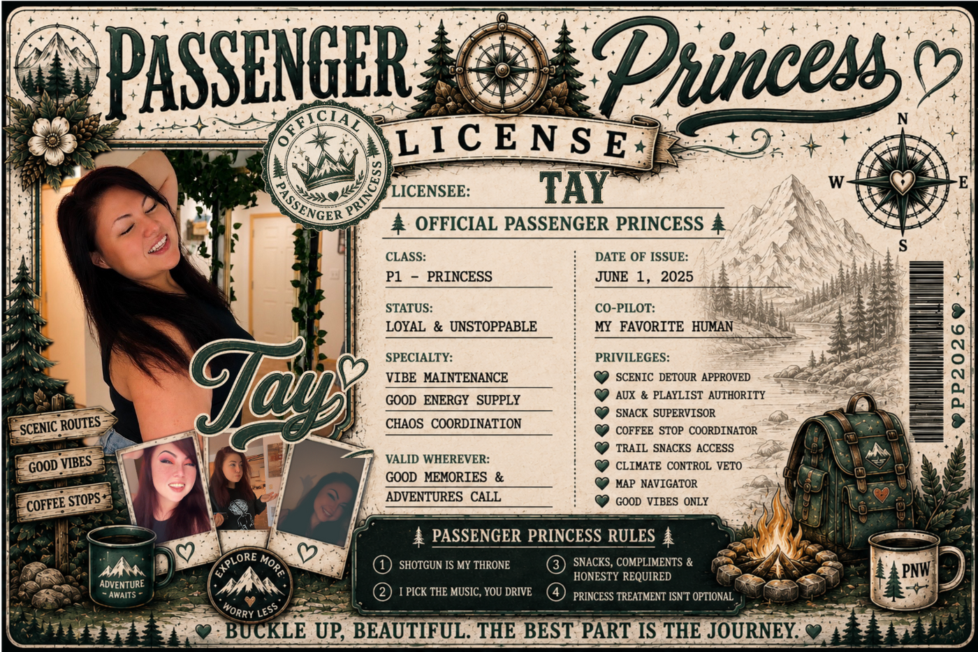 Custom Passenger Princess Licenses & Personalized Car Gifts — Handcrafted by Vibe Rantz Designs
