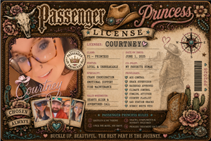 Personalized country girl passenger princess license car visor clip with custom photo – handcrafted by Vibe Rantz Designs
