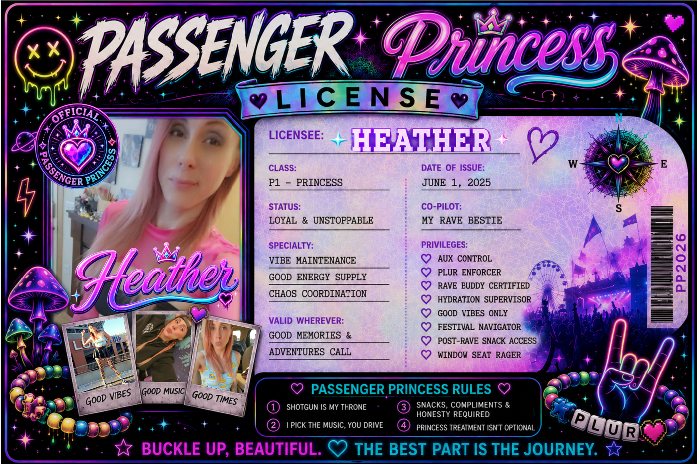 Custom Passenger Princess Licenses & Personalized Car Gifts — Handcrafted by Vibe Rantz Designs